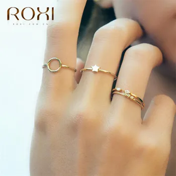 ROXI Simplu de Aur Gol pe Deget Inele pentru Femei Reale Argint 925 Inele Minimalist Iubitor Cuplu Inele Bijuterii de Moda