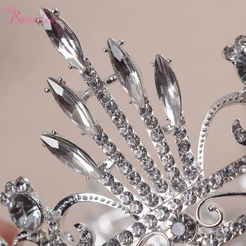Royal Coroana de Păr Tiara cu Voal Coroane De Nunta Petreceri de Bal de Lux baroc argint placat cu regina coroana de mireasa de înaltă calitate RE480