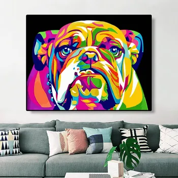 ROYALDREAM Culoare Bulldog Animale Pictura Diy Pictură Digitală De Numere de Arta de Perete Moderne Imagine Pentru Casa de Perete opera de Arta