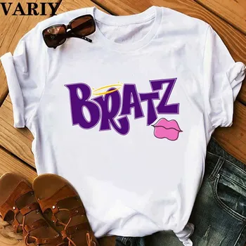 Roz Bratz Femei T-shirt 2020 Alfabetul buzele imprimare Tricou femei vogue Grafic T shirt femei Harajuku tricouri femei haine