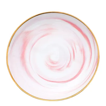 Roz de Lux Ceramice Tava Placat cu Aur Marginea de Vest Mâncare Friptură de Fructe Bol Alimentar Vasul Nordic Acasă Tacamuri Castron 10 8 inch