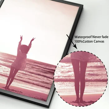 Roz Fata De Plaja Flamingo Palmier Citate Arta De Perete Panza Pictura Nordică Postere Si Printuri Poze De Perete Pentru Living Decorul Camerei