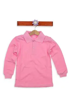 Roz Guler Polo Din Bumbac De Bază Pentru Copii T-Shirt
