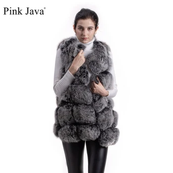 Roz Java QC8046 vanzare hot femei de haină de iarnă adevărată blană de vulpe vesta blana naturala gilet de moda de îmbrăcăminte ganuine fox haină de blană sacou