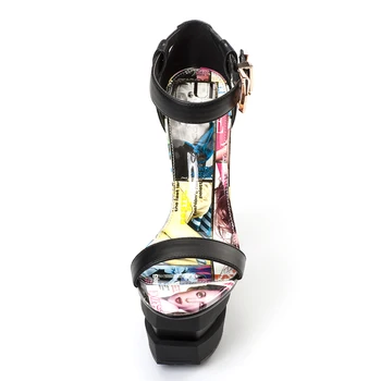 Roz Palmele vara pantofi cu tocuri înalte, sandale femei, sandale platforma negru pătrat ciudat toc sandale sandale