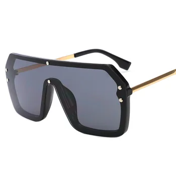Roșu Negru Supradimensionat ochelari de Soare Patrati Oameni Noi Una Bucata Obiectiv Cadru Mare Ochelari de Soare Pentru Femei UV400 Oglindă de Argint Ochelari