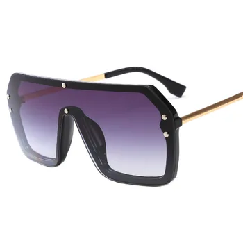 Roșu Negru Supradimensionat ochelari de Soare Patrati Oameni Noi Una Bucata Obiectiv Cadru Mare Ochelari de Soare Pentru Femei UV400 Oglindă de Argint Ochelari