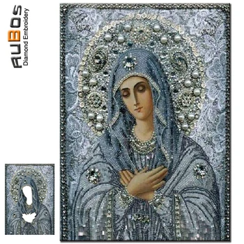 RUBOS DIY 5D diamant pictura Religii Albastru Fecioara Maria se ruga Icoane diamant broderie 3D a Modelelor de cristal stras Parțială