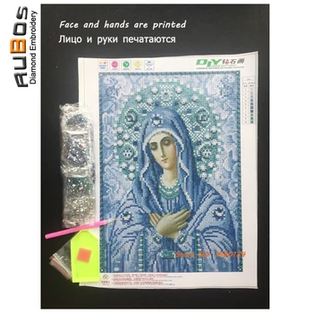 RUBOS DIY 5D diamant pictura Religii Albastru Fecioara Maria se ruga Icoane diamant broderie 3D a Modelelor de cristal stras Parțială