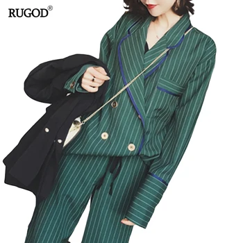 RUGOD 2020 New Sosire Pantaloni de Moda Costume Femei Blazer 2 Set de Două Piese cu Dungi Sacou & Pantaloni Sacouri Femme Mujer Plus Dimensiune