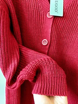 RUGOD nouă scrisoare broderie cardigan pentru femei de moda chic all-meci deschis ochi pulover tricotate haina de toamna iarna cardigane 2020