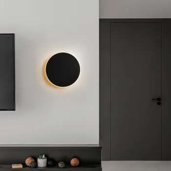 Runda a CONDUS Lampă de Perete Modernă Touch Comuta Lumina de Perete pentru Camera de zi de Decorare Dormitor Alb Negru Tranșee de Perete pentru Iluminat Interior