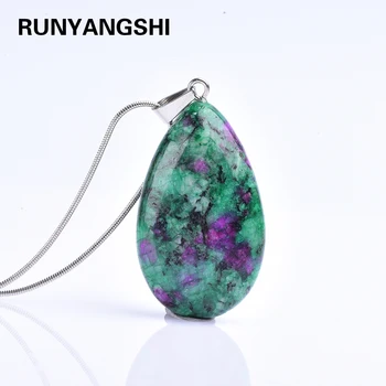 Runyangshi 1 buc Naturale cristal de cuarț moda picătură de apă de vindecare Epidot pandantive Colier Bijuterii diy Accesorii pentru cadouri