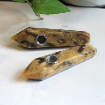 Runyangshi 1buc Natural leopard piatră de cuarț de fumat pipa YB60 Cristal Fumat Pipa + filtru de cuarț piatră de vindecare bagheta