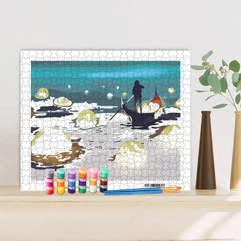 RUOPOTY DIY Tablou De Numere de Puzzle Pentru Adulți lumina lacului Panza Pictura Arta de Perete Acasă Imagine Pentru Camera de zi Cadouri