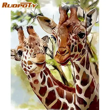 RUOPOTY Încadrată Giraffe Animal Pictură în Ulei De Numere Pentru Adulți Diy Cadou Home Decor de Perete Artcraft Handpainted Un Decor de Perete