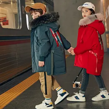Rusia iarna noi îngroșa în jos jacheta fete reale guler de blană 94% Alb rață jos haine pentru copii îmbrăcăminte pentru copii jacheta jos ws1783