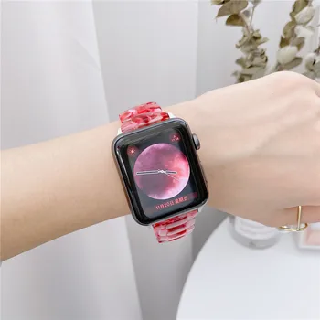 Rășină Curea pentru Apple Watch Band 44mm 40mm Metal Nobil Watchbands pentru iWatch 42 38mm Serie SE/6/5/4/3/2/1 Lady Femei Fete Cadou
