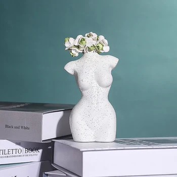 Rășină Vaze Body Art Bust De Statuie Flori Introduce Ornamente Mată Portelan Meserii Creativitatea Vaza Decor Birou Acasă Decorare