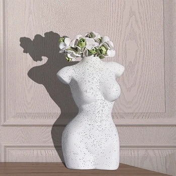 Rășină Vaze Body Art Bust De Statuie Flori Introduce Ornamente Mată Portelan Meserii Creativitatea Vaza Decor Birou Acasă Decorare