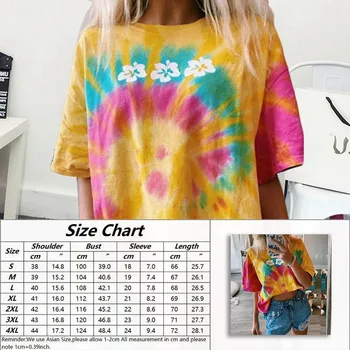 S-4XL Plus Dimensiune 90 Stil Retro O de Gât Femei Supradimensionat Vrac Tie Dye Top cu Maneci Scurte Casual Hip Hop de sex Feminin Strada T-shirt