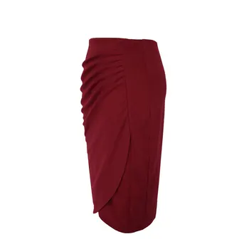 S-4XL Plus Dimensiune de Epocă Doamnelor Creion Midi Fuste Femei cu Talie Înaltă Split Genunchi-Lungime rochie Bodycon Solid Fuste pentru OL Birou
