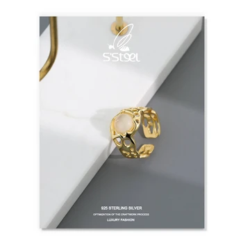 S ' STEEL Agat Inele Cadouri Pentru Femei de Argint 925 de Lux de Aur la Modă Neregulate Designer Inel Reglabil Bagues Bijuterii Fine