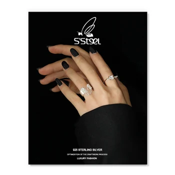 S ' STEEL Inele de Zirconiu Argint 925 Pentru Femei coreene de Lux Lanț Ciucure de Aur Reglabil Inel Bague Argent Bijuterii Fine