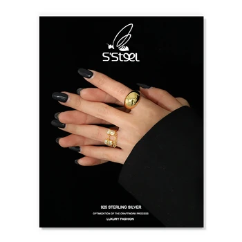 S ' STEEL Inele de Zirconiu Argint 925 Pentru Femei coreene de Lux Lanț Ciucure de Aur Reglabil Inel Bague Argent Bijuterii Fine