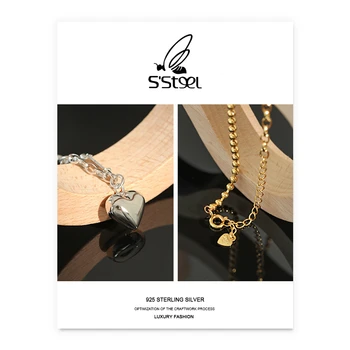 S ' STEEL Inima Coliere Argint 925 Pentru Femei coreene Minimalist Designer de Dragoste Pandantive de Aur Colier Bijuterii Fine Cadouri