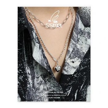 S ' STEEL Inima Coliere Argint 925 Pentru Femei coreene Minimalist Designer de Dragoste Pandantive de Aur Colier Bijuterii Fine Cadouri