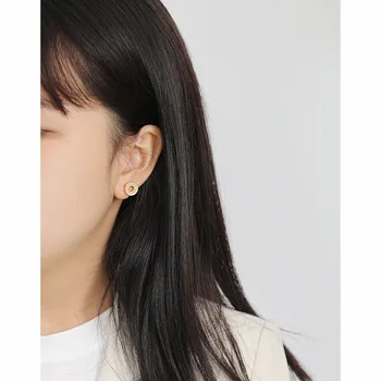S ' STEEL Stud Cercei Pentru Femeile 925 Sterling Silver-coreean Geometrice de apă Dulce Pearl Cercei de Aur Aretes De Mujer Bijuterii Fine