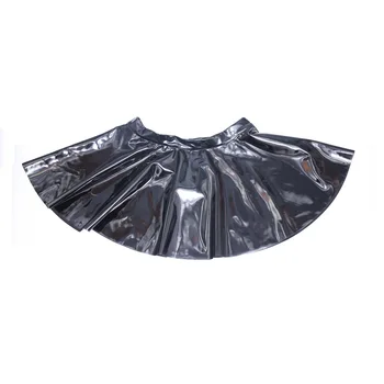 S-XXL PVC Super Scurt Fusta Plisata Cosplay Bretele Frunze de Lotus Fusta Stil Japonez PU Faux din Piele Minifalda Moft Doamna Costume