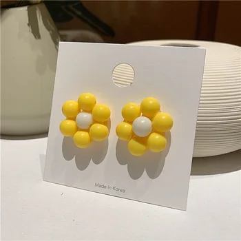 S925 Argint Ac Macarone Floare Cercel Femeile Noul Mini Proaspete De Vară Frumoasă Culoare De Contrast Sens De Design Cercei Moda