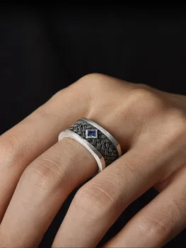 S925 argint inel pentru om valul hip-hop, retro personalitate simplă și dominator singur inel argint Thai pătrat om inele