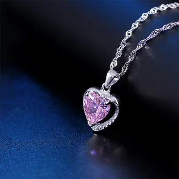 S925 Argint Inima Mea Veșnică Colier Coreea Bijuterii En-Gros De Argint Clavicula Lanț Frumos De Cristal Pandantiv