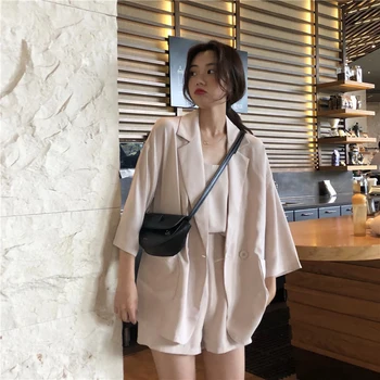 Sacouri Femei Subțire, Netedă Singur Buton Crestat Slim Simplu All-meci Solid Kawaii coreeană Stil Sacou Femei Doamnă Elegantă Haină