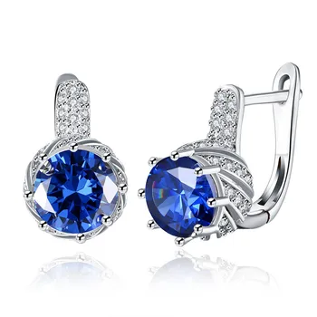 Safir, ametist violet albastru de cristal AAA zircon diamante picătură cercei pentru femeile de aur de argint de culoare de bijuterii bijoux pendientes