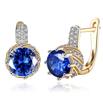 Safir, ametist violet albastru de cristal AAA zircon diamante picătură cercei pentru femeile de aur de argint de culoare de bijuterii bijoux pendientes
