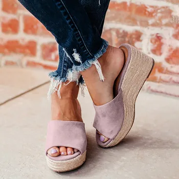 SAGACE Papuci Femei Pene Platforma Pantofi femei Peep Degetele de la picioare Vara Pantofi Casual pentru Femei de Moda Papuci Sandale Pană 2019 #