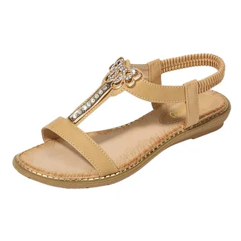 SAGACE Vara sandale pentru femei, boem elastic deget de la picior deschis diamant catarama fluture sălbatic plat sandale de plajă nouă listă 2020