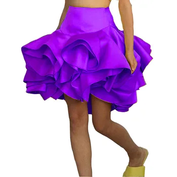 Saias Fusta Scurta Femeie Închidere Fermoar Fusta Mini Violet Fată Personalizat de mai Sus Peplum Genunchi lungime