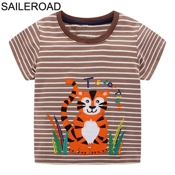 SAILEROAD Animal Aplicatiile Baieti T Shirt de Vară 2020 Copii Haine pentru Copii Îmbrăcăminte Copil de 7ani Băieți, Cămăși de Bumbac Fete Topuri