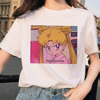 Sailor Moon 90 amuzant Tricou Harajuku haine Tricou Estetic cat Anime Femei Feminin Drăguț T-shirt Kawaii femei t shirt