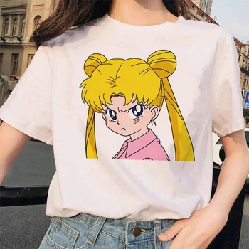 Sailor Moon 90 amuzant Tricou Harajuku haine Tricou Estetic cat Anime Femei Feminin Drăguț T-shirt Kawaii femei t shirt