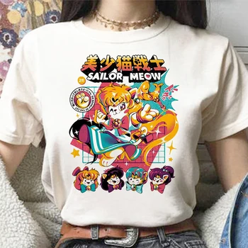 Sailor Moon Anime Haine 2021 Moda Femei T-Shirt Bumbac, Supradimensionat Tricou Maneca Scurta Kawaii Tricouri Casua Harajuku Topuri