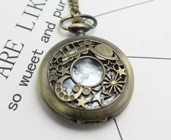 Sailor Moon Cuarț bronz Gol antic cu pandantiv ceas de buzunar Colier ceas femeie Cadou lanț