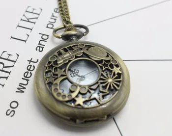 Sailor Moon Cuarț bronz Gol antic cu pandantiv ceas de buzunar Colier ceas femeie Cadou lanț