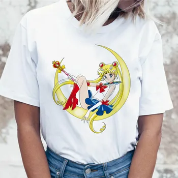 Sailor moon tricou tricou amuzant pentru top femei coreene ulzzang tricou grafic harajuku teuri de îmbrăcăminte de sex feminin