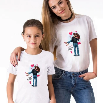 SALUT Iarna T-shirt Mama și Fiica Vara Vogue Print Doamna Casual Tricou Topuri Harajuku Streetwear Teuri Uite de Familie